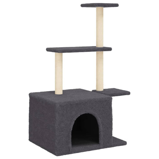 Vidaxl Rascador Para Gatos Con Postes De Sisal Gris Oscuro 110 Cm_0