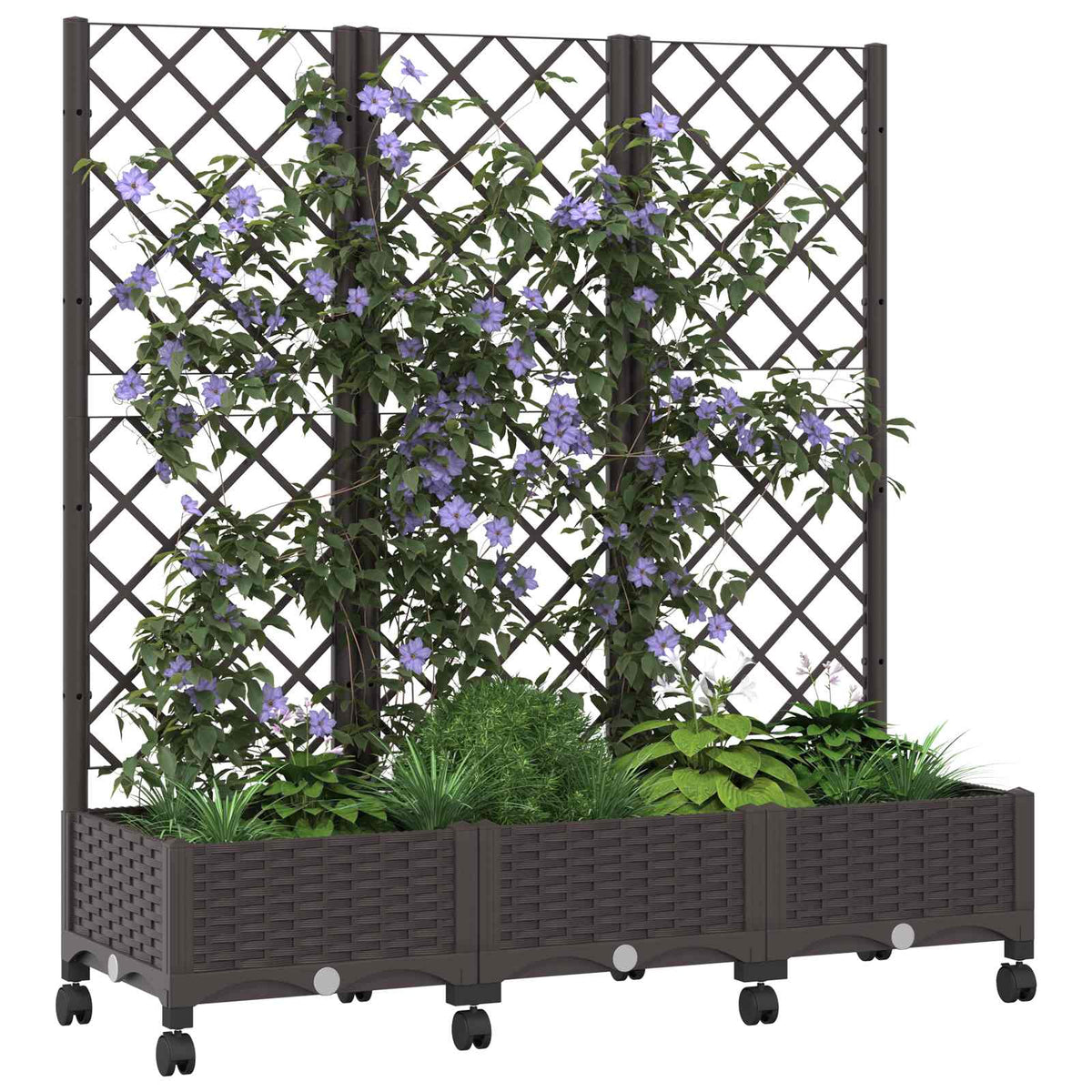 Jardinera Con Enrejado Y Ruedas Marrón 120 X 40 X 131,5 Cm Pp_2