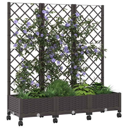 Jardinera Con Enrejado Y Ruedas Marrón 120 X 40 X 131,5 Cm Pp_2