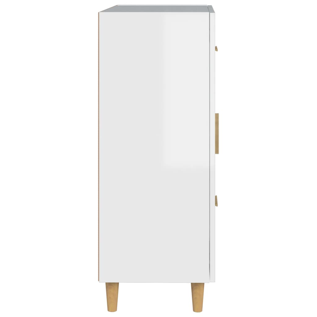 Aparador De Madera Contrachapada Blanco Brillante 69,5x34x90 Cm / Vetonek_4