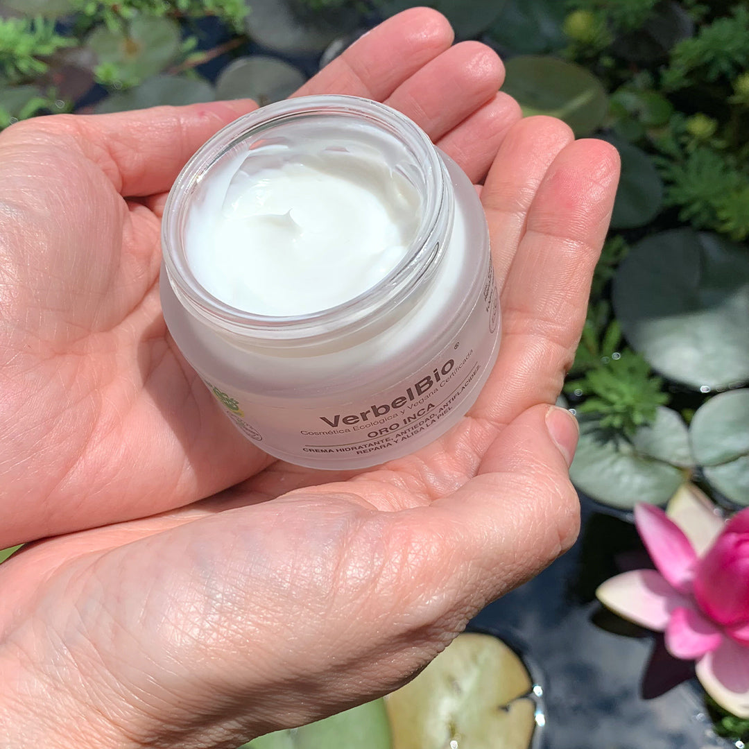 Crema Natural  Oro Inca  VerbelBio– Hidratante, Antiarrugas y Antiflacidez. Ácido Hialurónico. Antiedad y Regeneradora._3