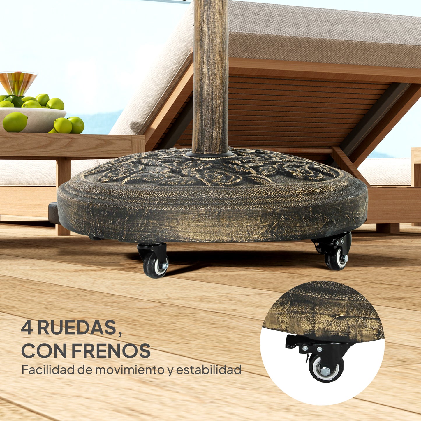 Outsunny Base Para Sombrilla Redonda Con Ruedas Relleno De Cemento Peso 21 Kg_5