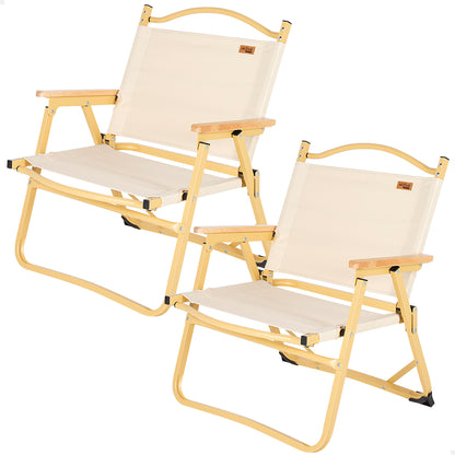 Pack 2 Sillas Plegables Bajas Glamping Crema Aluminio C/bolsillo Aktive_0