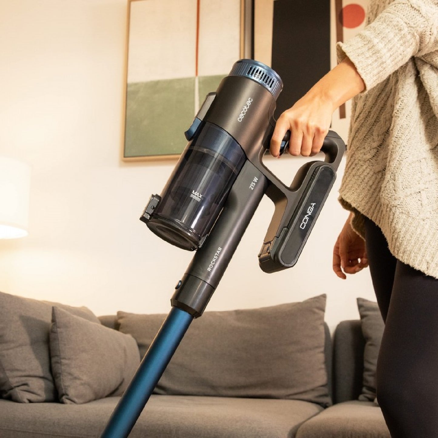 Cecotec Aspirador Escoba Sin Cable Conga Rockstar Deepclean Essential. 3 En 1 Potencia 215 W 12 Kpa 45 Minutos De Autono_3
