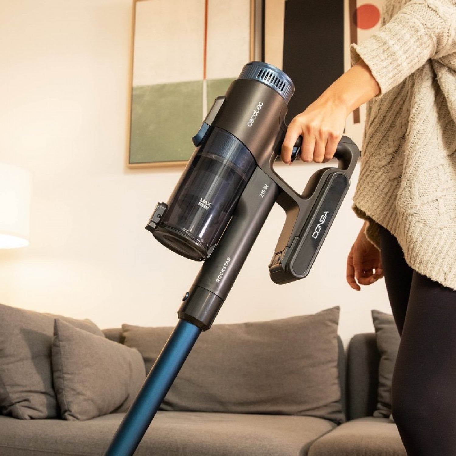 Cecotec Aspirador Escoba Sin Cable Conga Rockstar Deepclean Essential. 3 En 1 Potencia 215 W 12 Kpa 45 Minutos De Autono_3