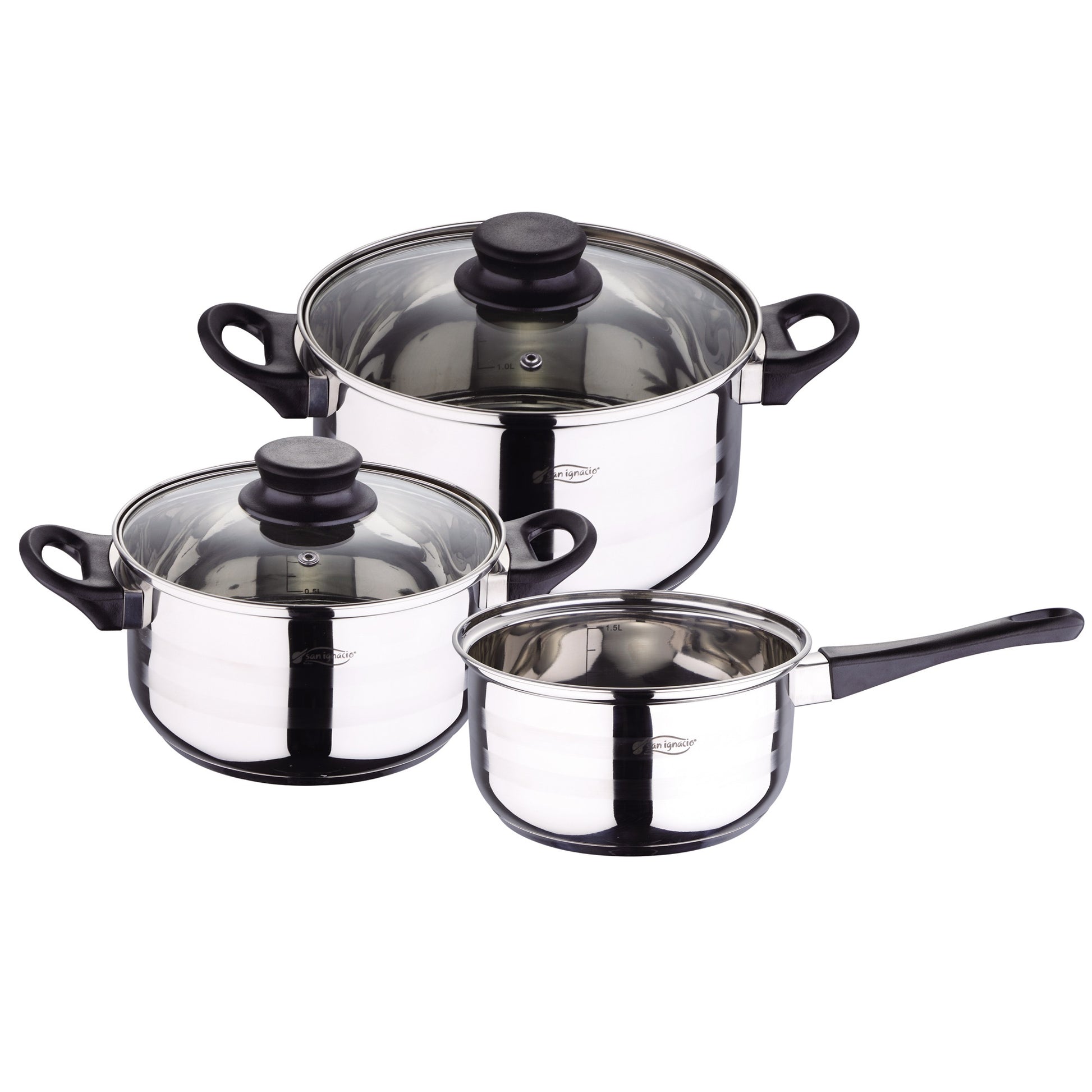 Bateria De Cocina 5 Piezas San Ignacio De Acero Inoxidable Con Juego De Sartenes (16,20,24 Cm) En Aluminio Prensado Aptas Para Induccion_3