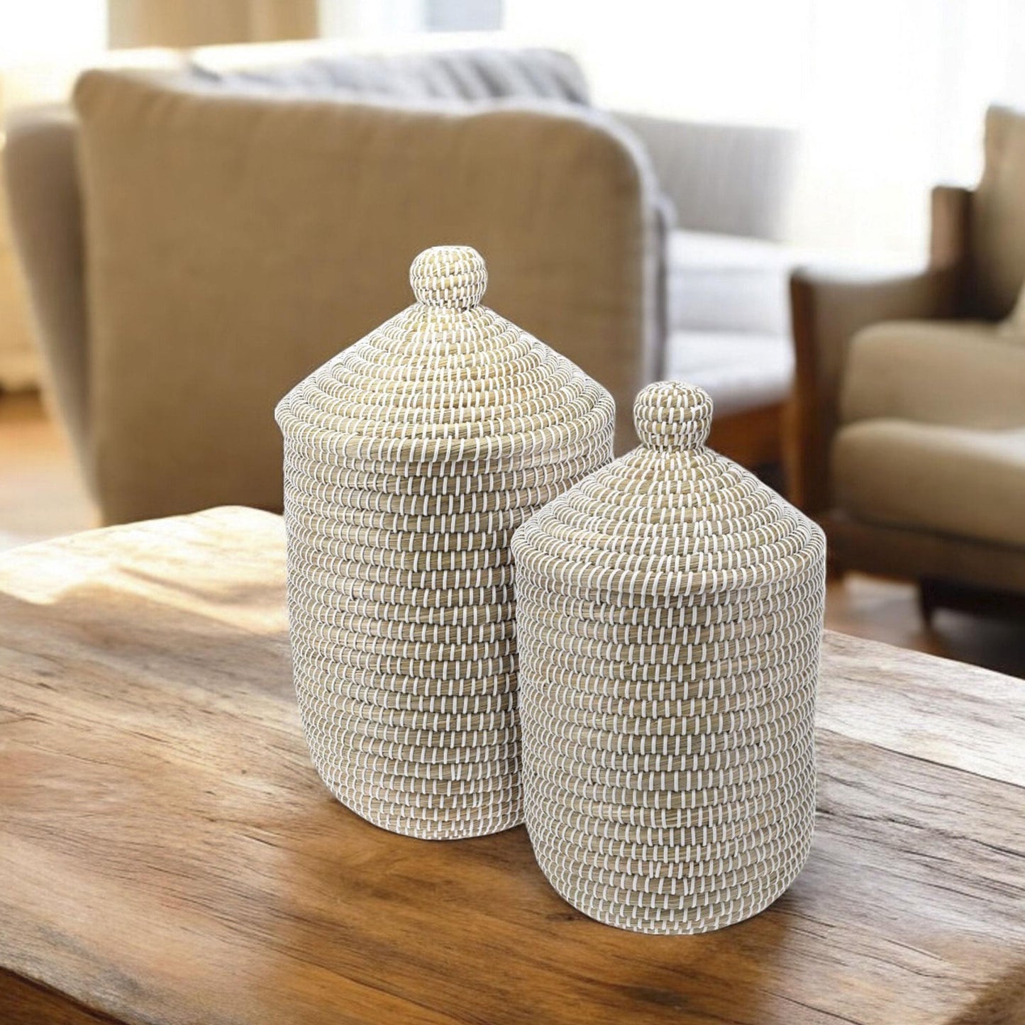 Well Home Conjunto De 2 Cestos Para La Ropa Con Tapa Ø27cmø33,5cm_2