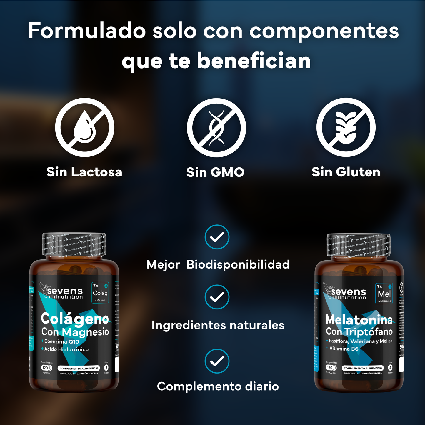 Colágeno Marino Con Magnesio + Melatonina 1,9 Mg. Sevens Nutrition. Piel, Huesos, Articulaciones Y Descanso Nocturno_3