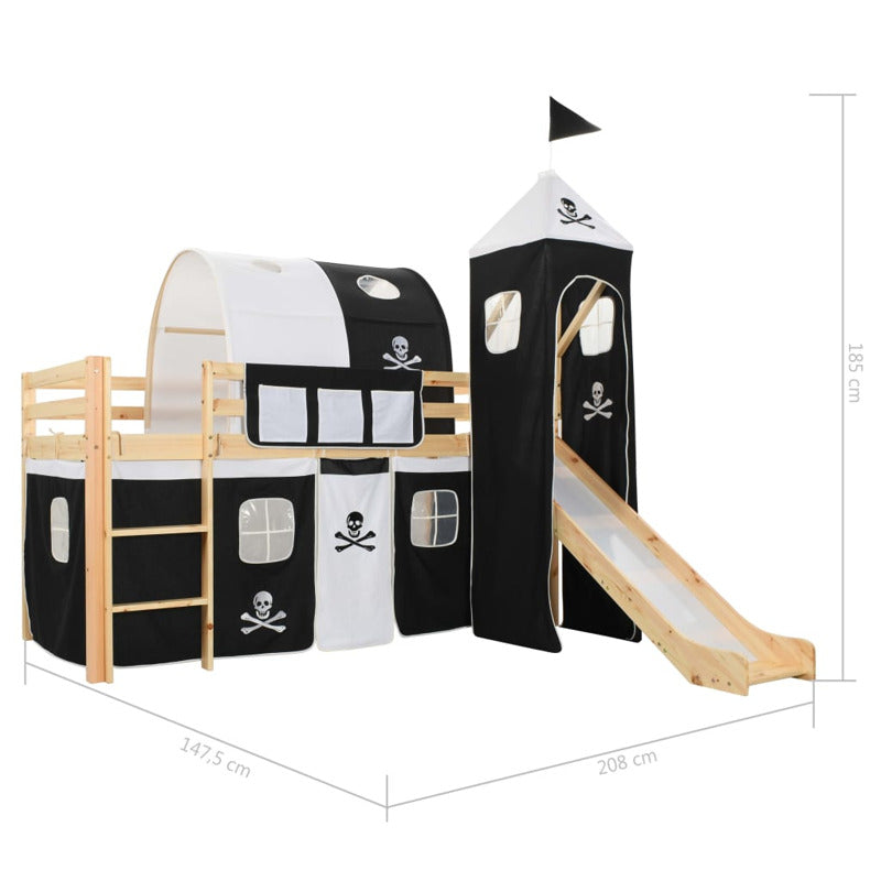 Vidaxl Cama Alta Para Niños Tobogán Y Escalera Madera Pino 97x208 Cm_5