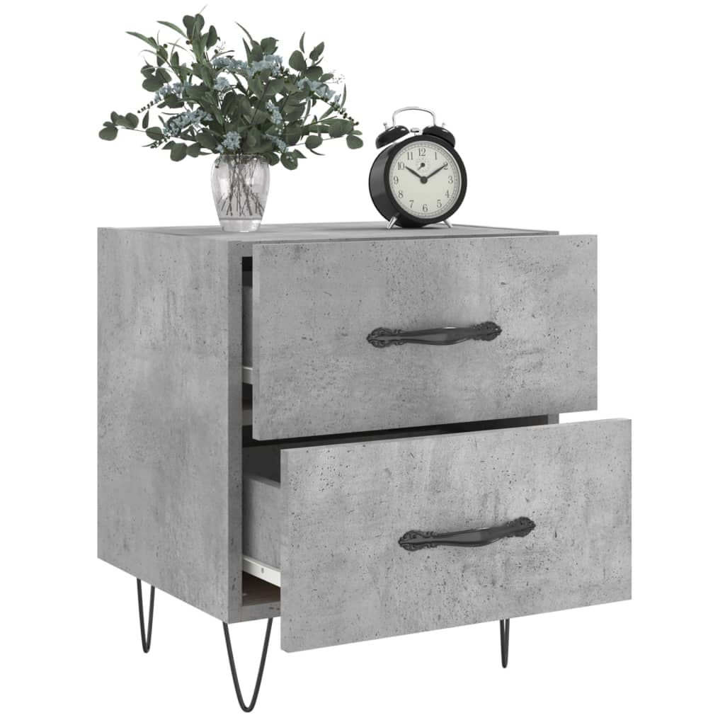 Mesita Noche 2 Uds Madera Ingeniería Gris Hormigón 40x35x47,5cm_1