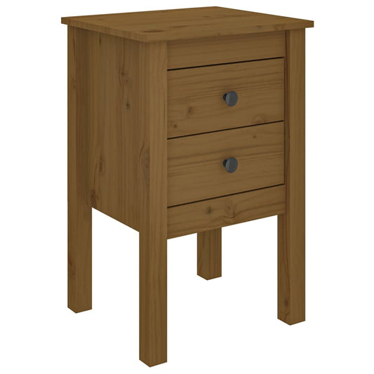 Mesita De Noche Madera Maciza De Pino Marrón Miel 40x35x61,5 Cm_0