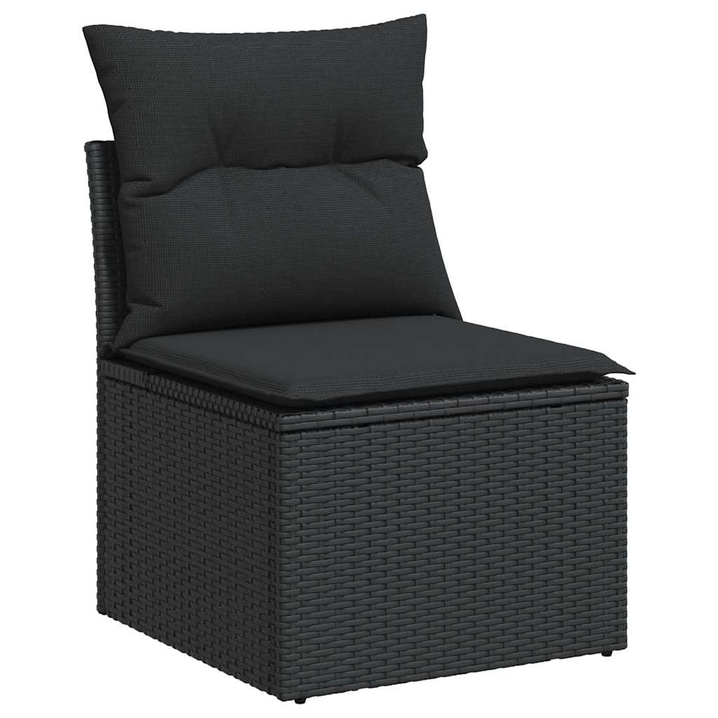 Set Sofás Jardín Y Cojines 7 Pzas Ratán Sintético Acacia Negro / Vetonek_4