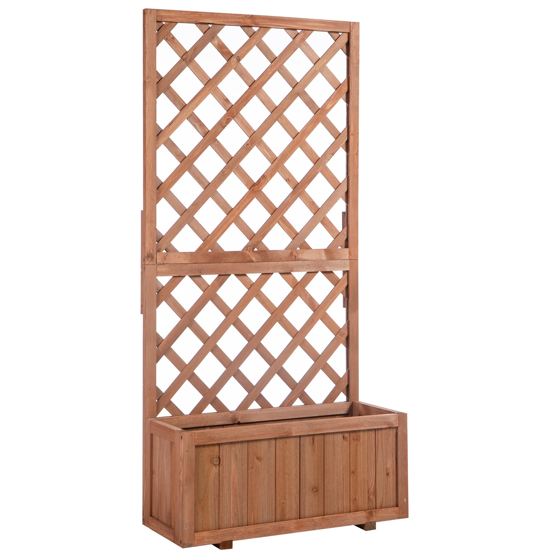 Outsunny Jardinera Con Enrejado De Madera Para Plantas Flores 72,5x31,5x149,5 Cm_0