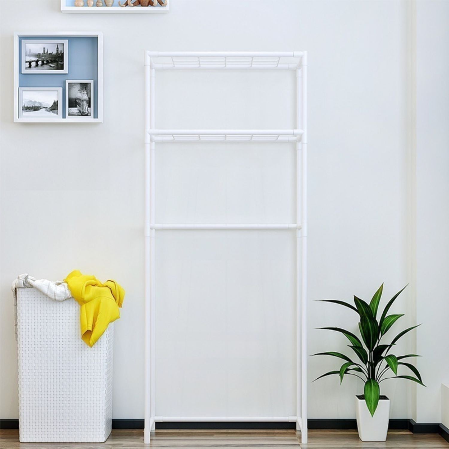 Estantería Metálica Blanca Para Baño 2 Baldas Salva Obstáculos 68x27,8x134_3