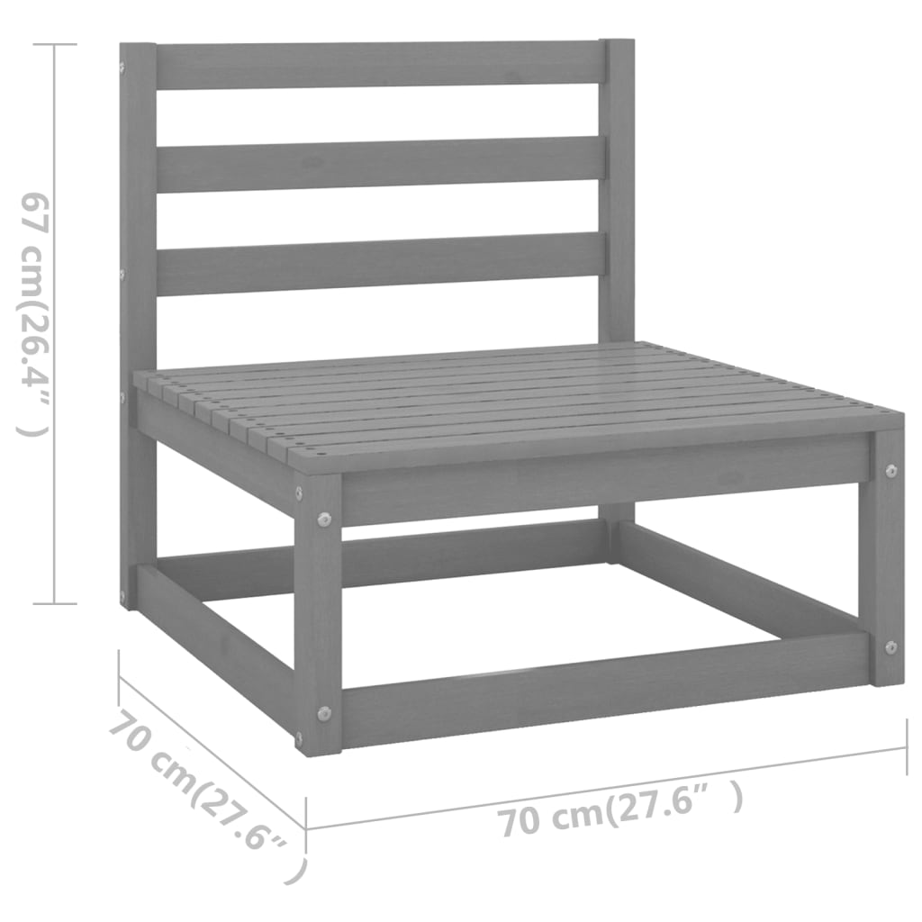 Juego De Muebles De Jardín 10 Pzas Y Cojines Gris Madera Pino / Vetonek_3