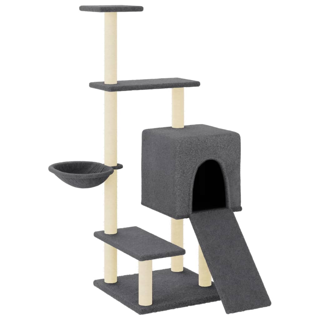 Rascador Para Gatos Con Postes De Sisal Gris Oscuro 130,5 Cm_0