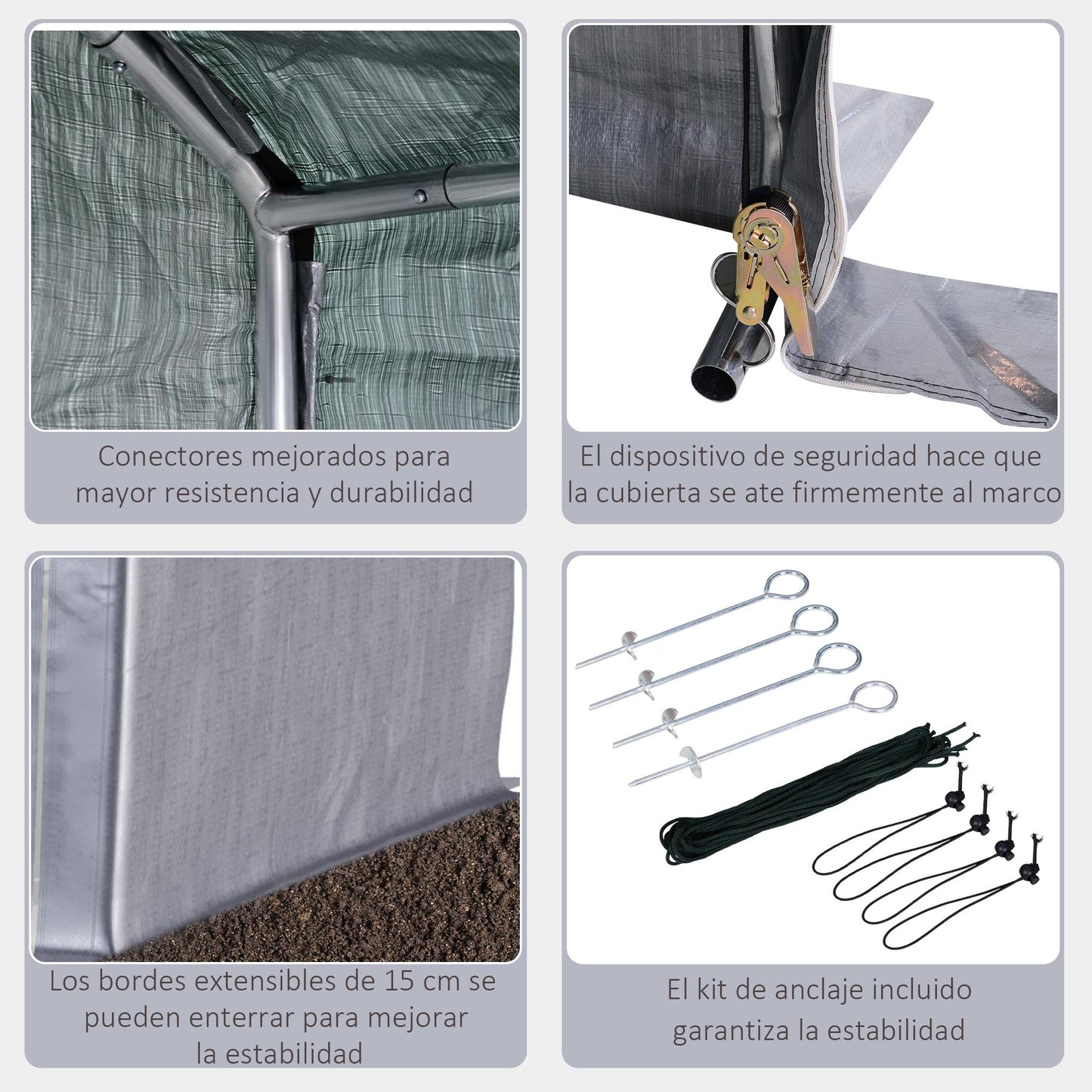 Outsunny Carpa Para Bicicletas Y Motos 2x2x2 M Con 1 Puerta Con Cremallera Gris_5