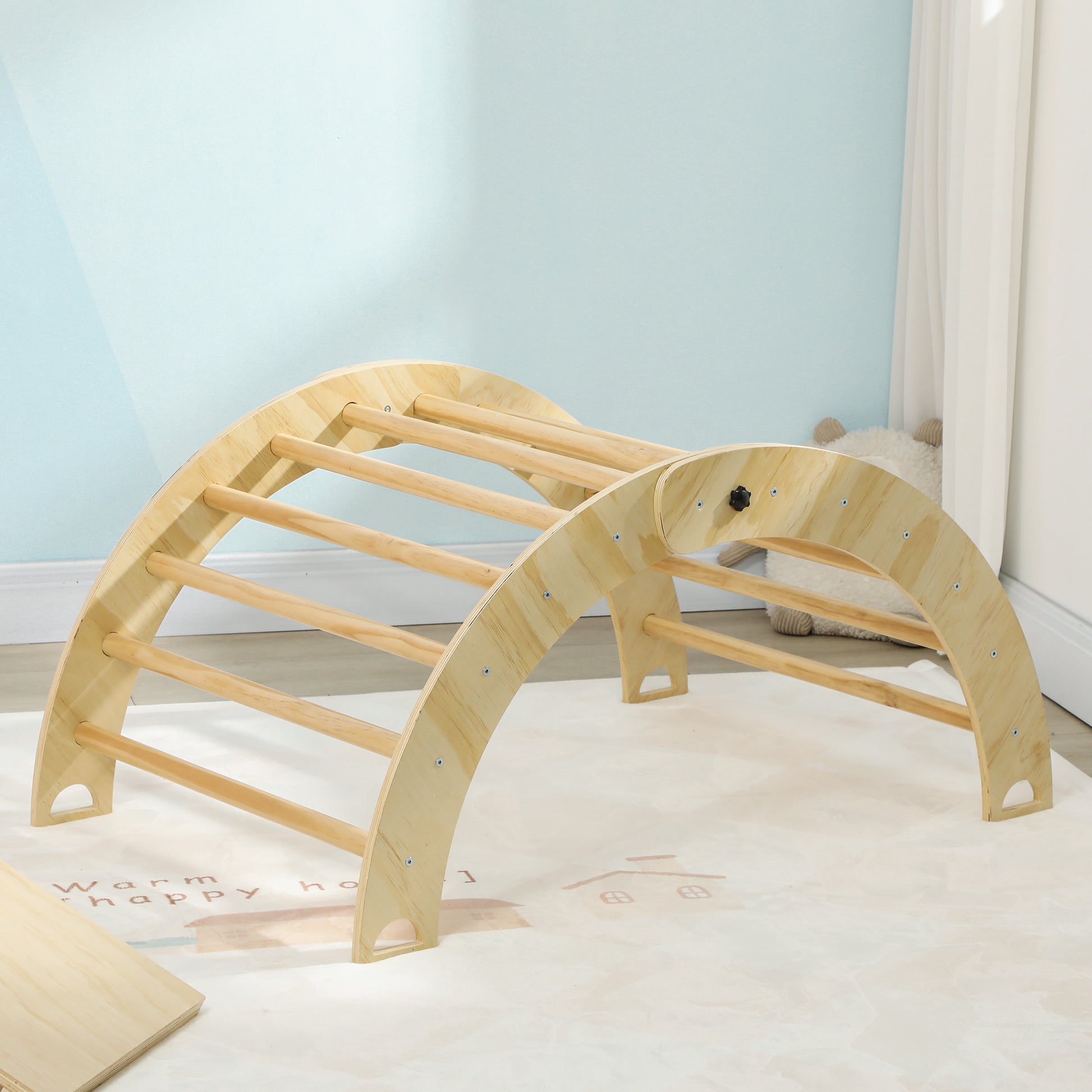 Aiyaplay Triángulo De Escalada De Madera Con Rampa Escalador De Arco Natural_3