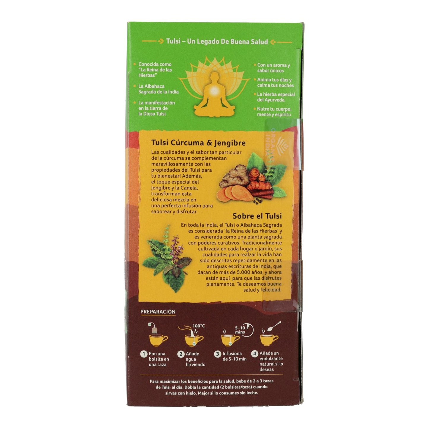 Tulsi Cúrcuma Gengibre Biológico Índia 25 saquetas