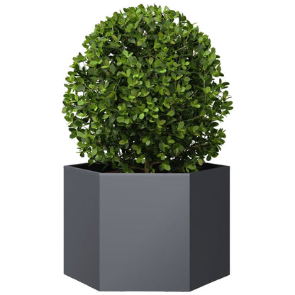 Jardinera Hexagonal Acero Gris Antracita 69x60x45 Cm_2