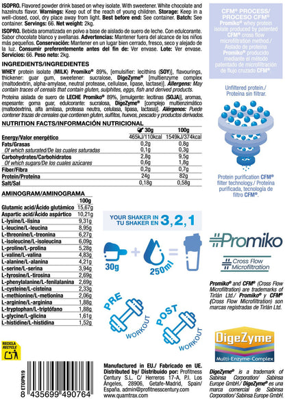 Isopro Cfm - 2kg - Crema Blanca De Avellanas Tostadas - Proteína De Aislado De Suero Isolate - Quamtrax_5