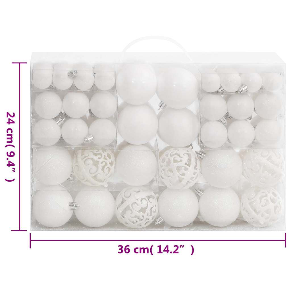 Vidaxl Juego De Bolas De Navidad 111 Pzas Poliestireno Blanco_2