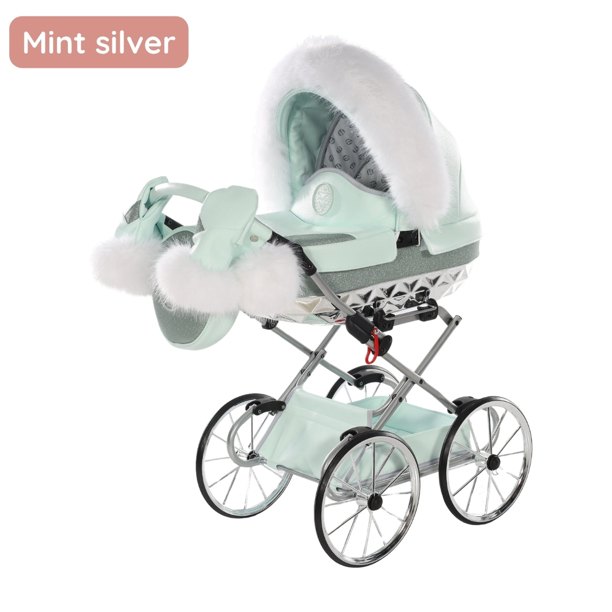 Carro De Muñecas Hand Craft Glitter Satin Classic Mint / Silver_2