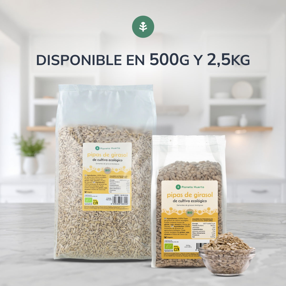 Pipas peladas de Girasol ECO Planeta Huerto 500 g