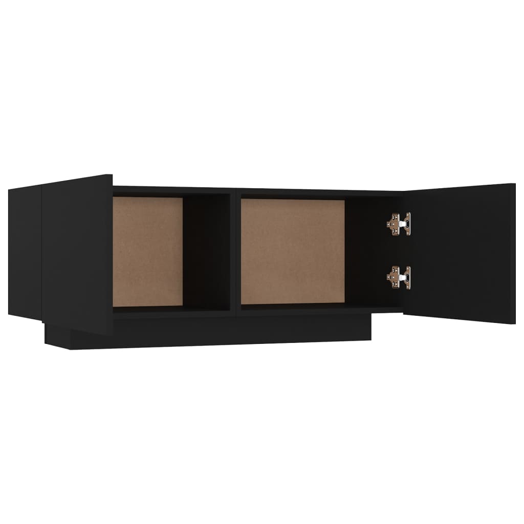 Mesita De Noche Madera De Ingeniería Negro 100x35x40 Cm_4
