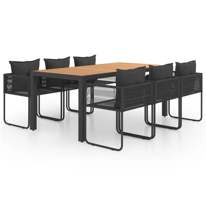 Vidaxl Set De Comedor De Jardín De 7 Piezas Pvc Ratán Negro Y Marrón_0