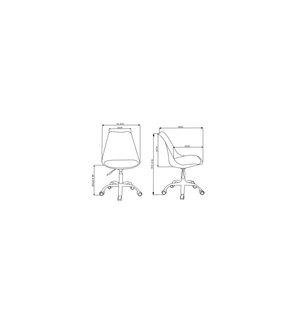 Silla De Oficina Adriana Acabado Blanco. Alto: 85.5-100.5cm Ancho: 47.5cm Fondo: 54.5cm._2