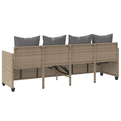 Tumbona Con Cojines Ratán Sintético Beige / Vetonek_1