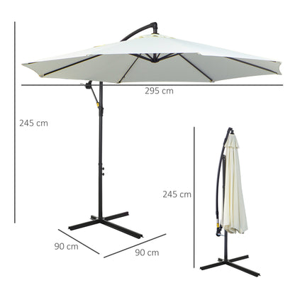 Outsunny Parasol Excéntrico Ø300 Cm Inclinable Con Manivela Para Jardín Crema_2