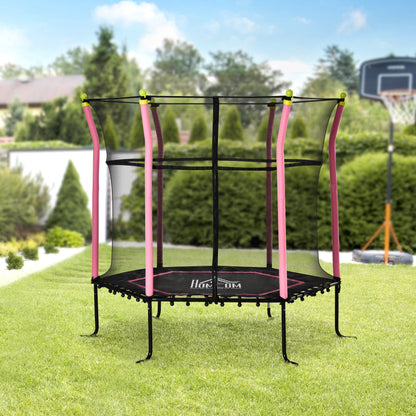 Homcom Trampolín Infantil Con Red De Seguridad Ø163,5x163,5 Cm Rosa_1