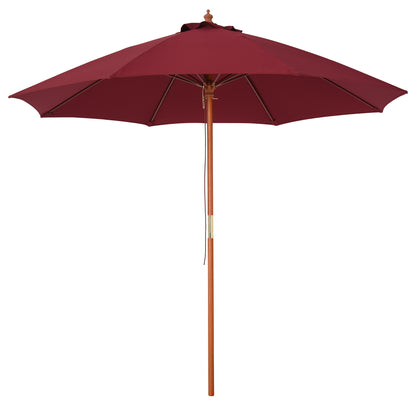Outsunny Sombrilla De Madera Ajustable Ventilación Sistema Polea Ø257x253cm Rojo_0