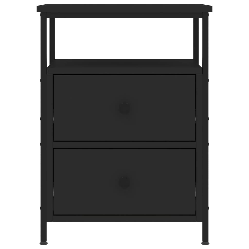 Mesita De Noche Madera De Ingeniería Negro 44x45x60 Cm_3