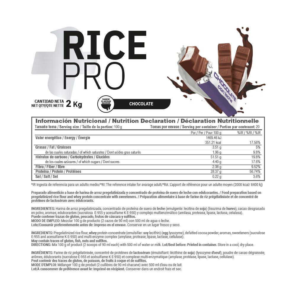 Rice Pro (crema De Arroz Con Proteína) - 2 Kg - Chocolate Con Leche - Crema De Arroz - Masmusculo_4