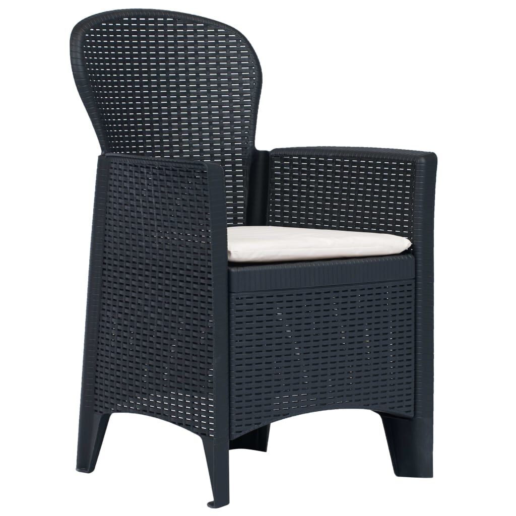 Vidaxl Comedor De Jardín 7 Piezas Plástico Aspecto De Ratán Antracita_1