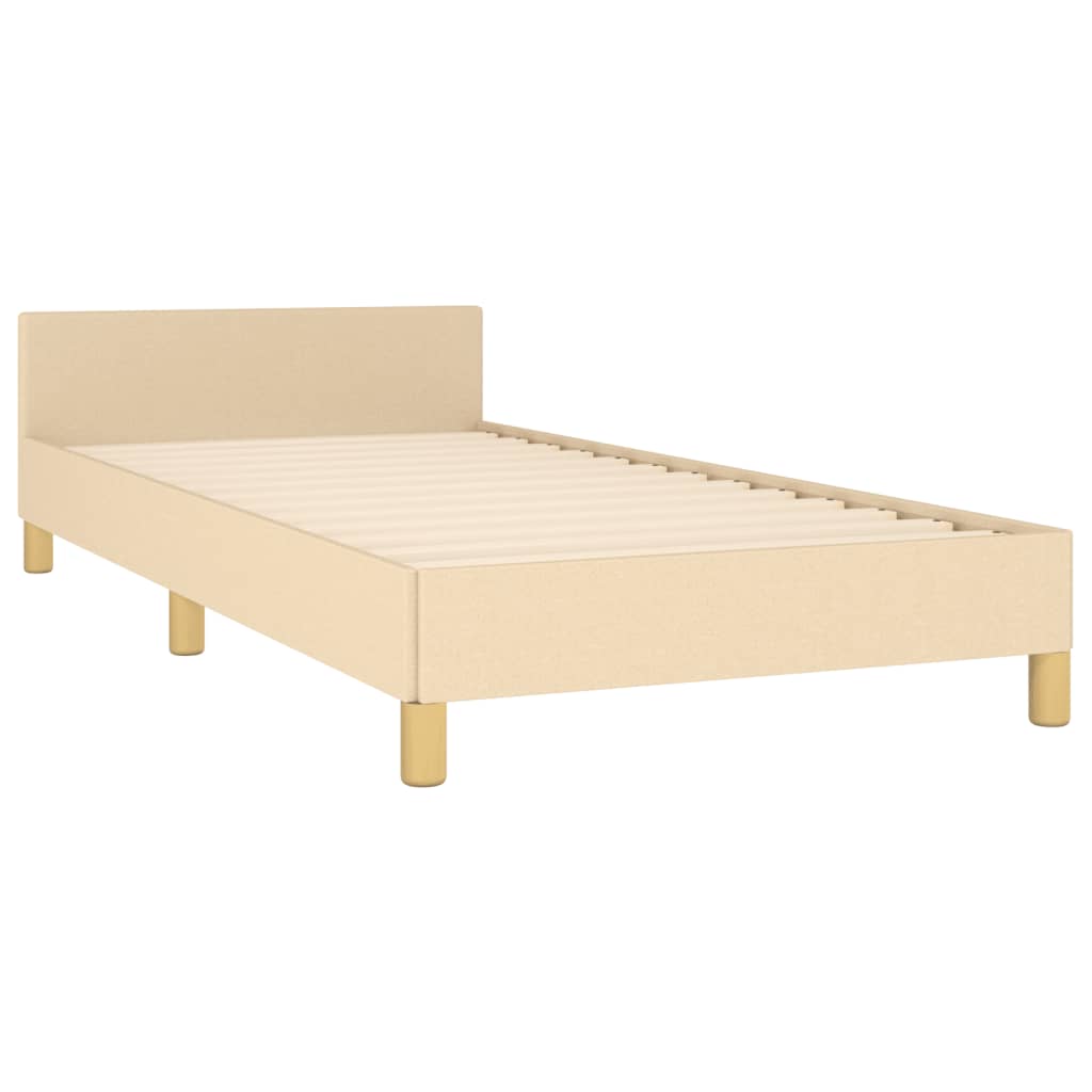 Estructura De Cama Con Cabecero De Tela Color Crema 90x200 Cm / Vetonek_3