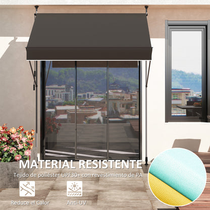 Outsunny Toldo Manual Retráctil Altura Ajustable Con Manivela 210-310 Cm Negro_5
