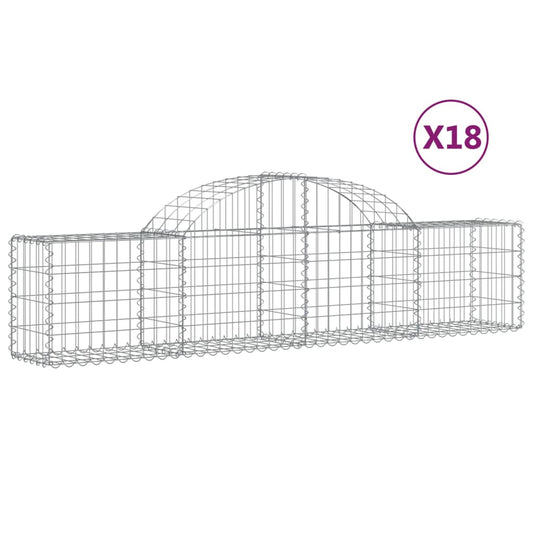Cestas De Gaviones 18 Uds Forma De Arco Hierro 200x30x40/60 Cm_0