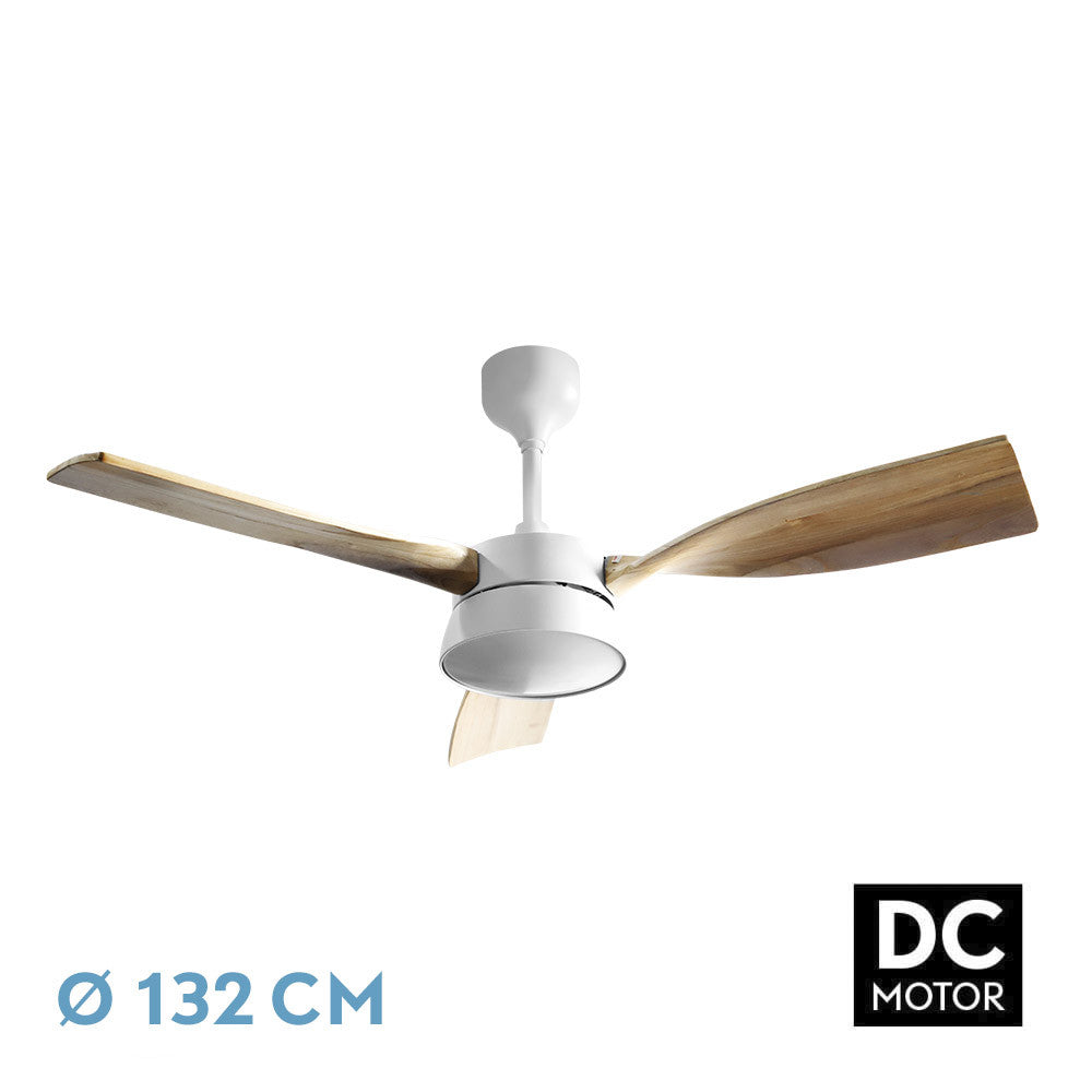 Ventilador Dc Estio 24w Blanco/haya 3aspas132d Regulable Intensidad 2650lm 3000k,4000k,6000k Remoto+temporizador+memoria_0