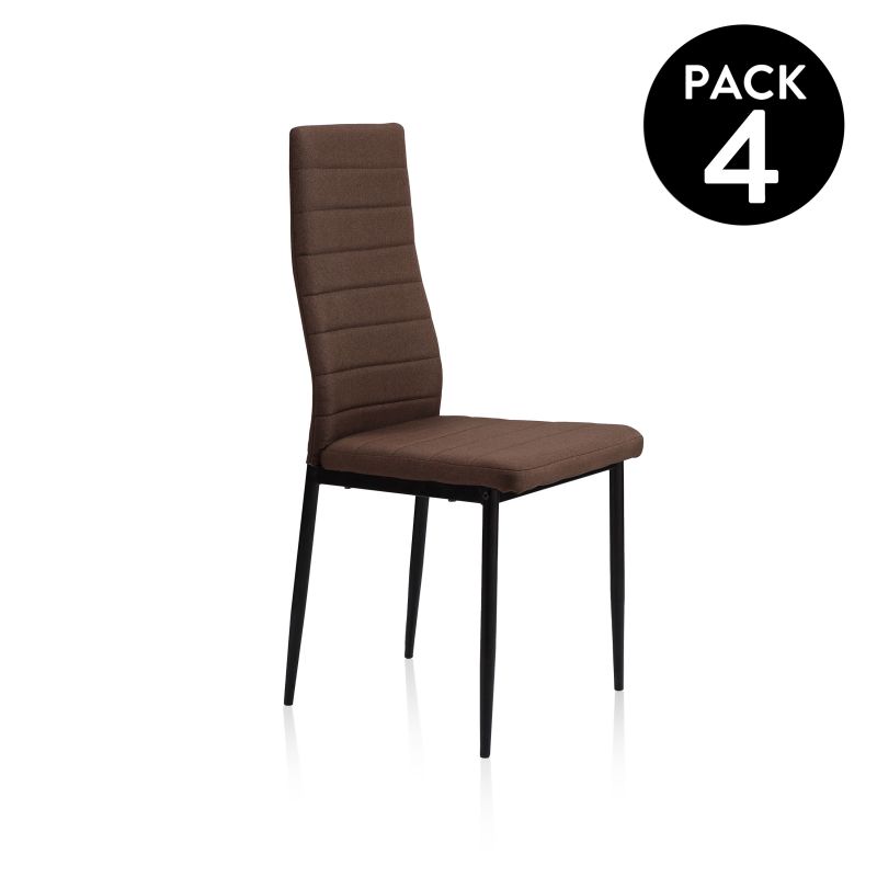 Pack 4 Sillas De Comedor Niza Tejido Tapizado, Marrón, 43 X 98 X 44_0