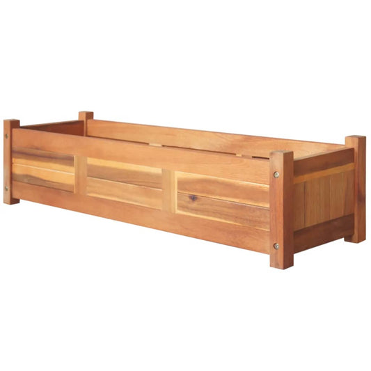 Arriates Elevados De Jardín 2 Pzas Madera Acacia 100x30x25 Cm_0