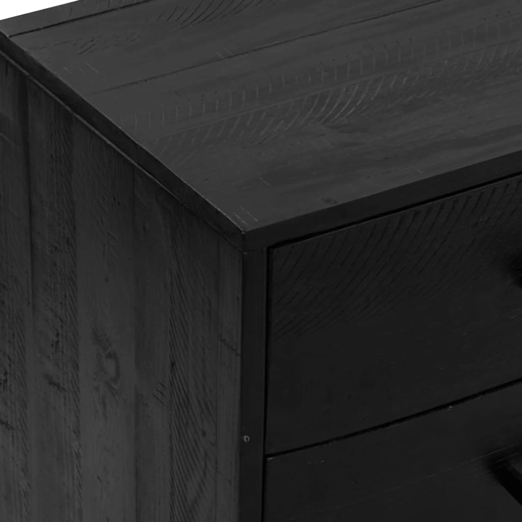 Aparador De Madera Maciza De Pino Negro 110x35x70 Cm / Vetonek_3