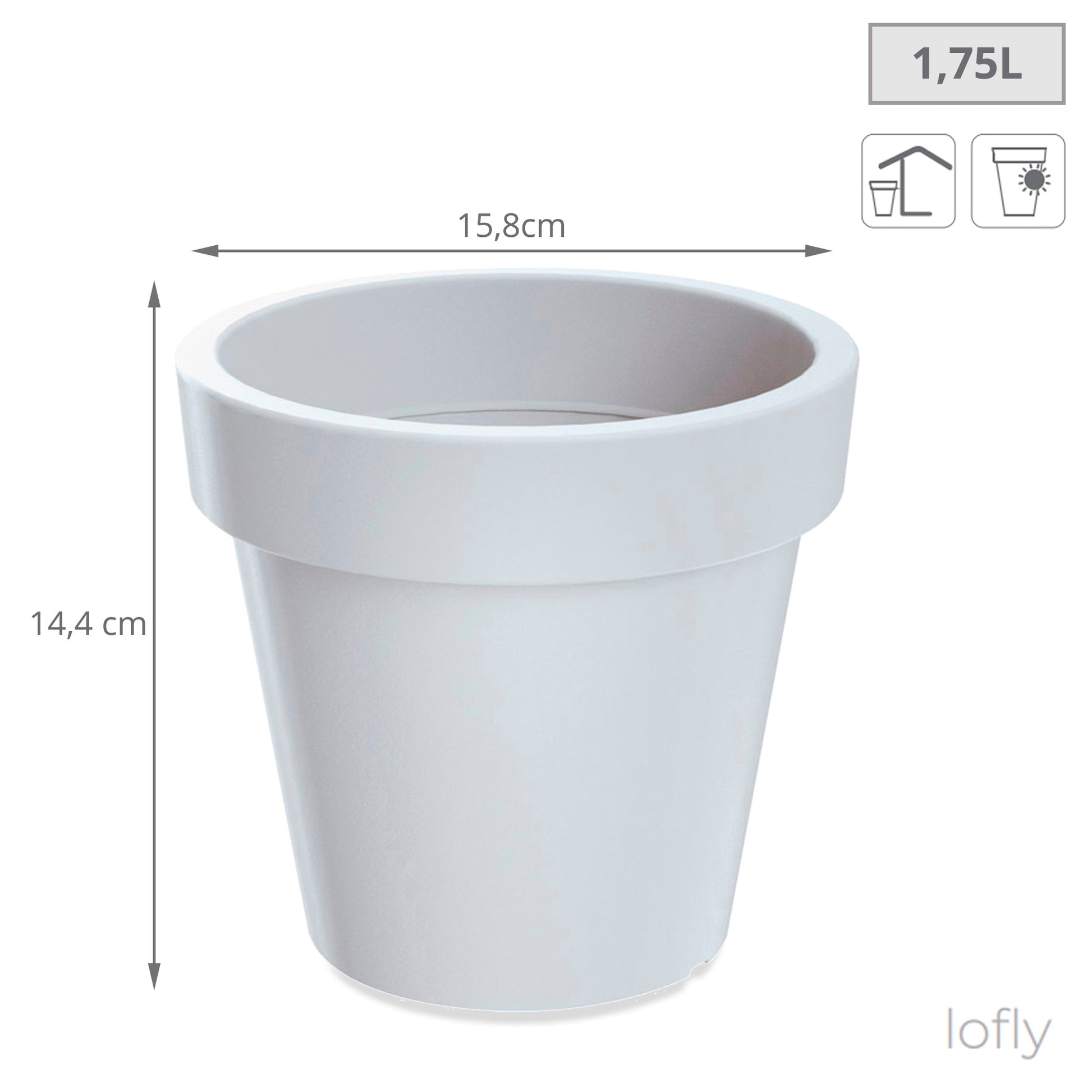 Maceta De Plastico Lofly En Color Blanco 15,8 (largo) X 15,8 (ancho) X 14,4 (alto) Cm