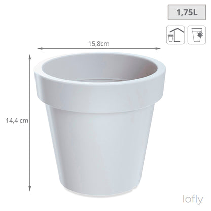Maceta De Plastico Lofly En Color Blanco 15,8 (largo) X 15,8 (ancho) X 14,4 (alto) Cm