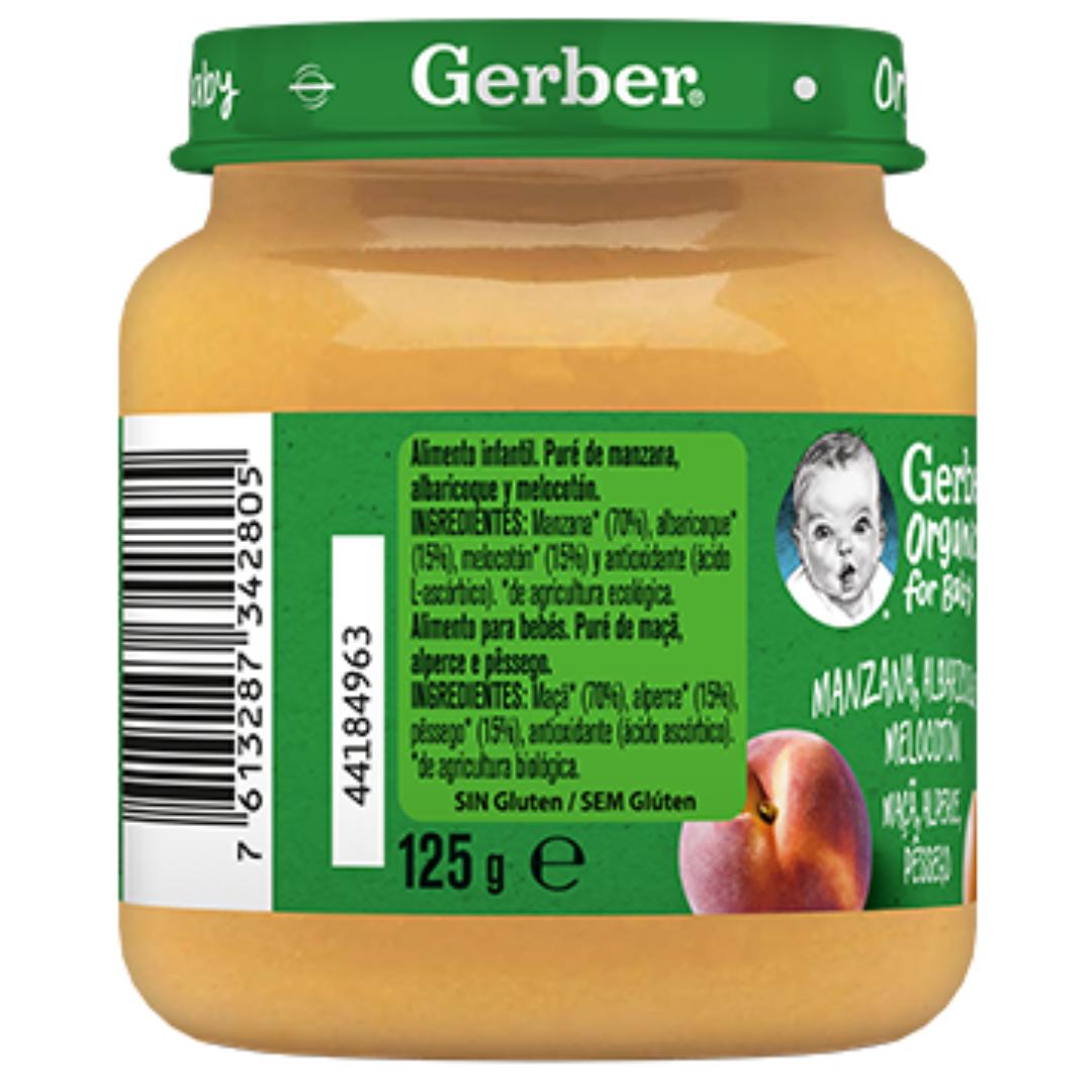 Gerber Baby Puré de fruta biológico com maçã, alperce e pêssego 125g