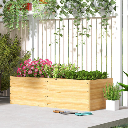 Outsunny Jardinera De Madera Con 3 Zonas De Cultivo 140x60x40 Cm Natural_1