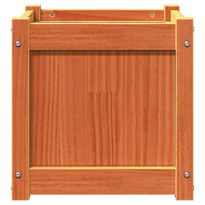 Jardinera Exterior Madera Maciza Pino Marrón Cera 40x40x40 Cm_5